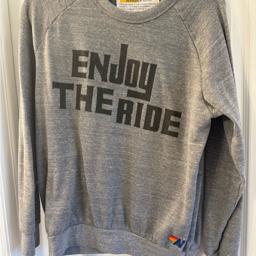 Aviator Nation Gray 'Enjoy The Ride' Crewneck Sweater